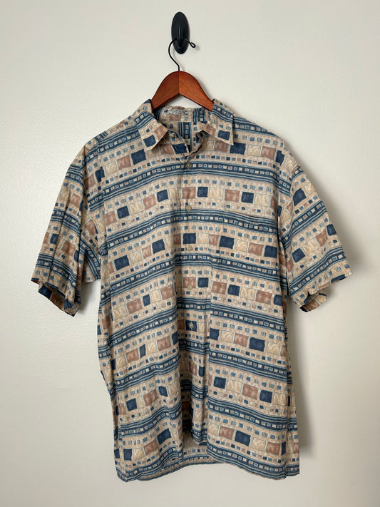 Burma Bibas Size Medium Pattern Collard Shirt - M