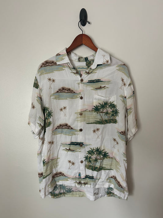 Hawaiian Button Down Collared Shirt - L