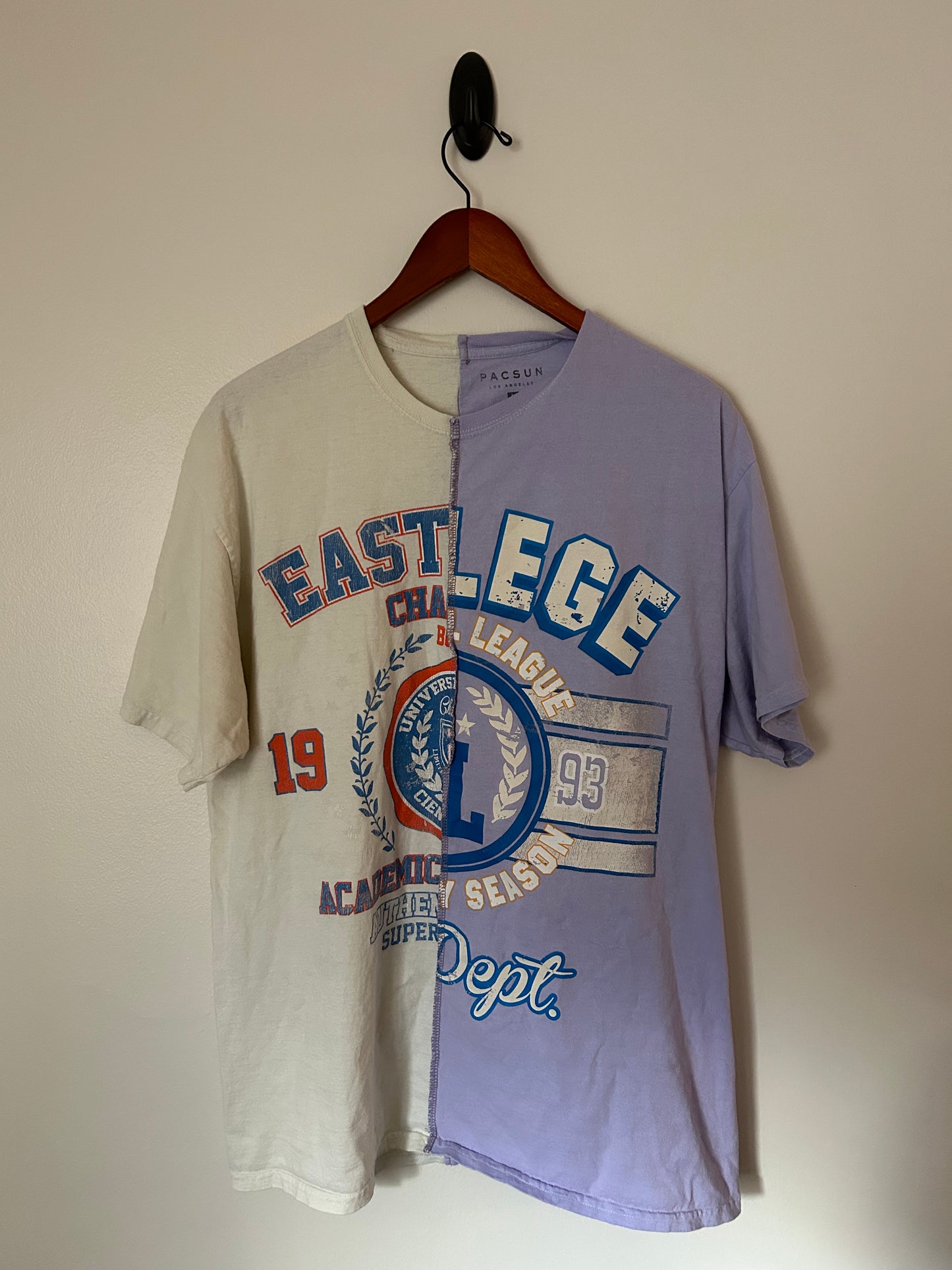 Vintage College Mashup Split T-Shirt - L