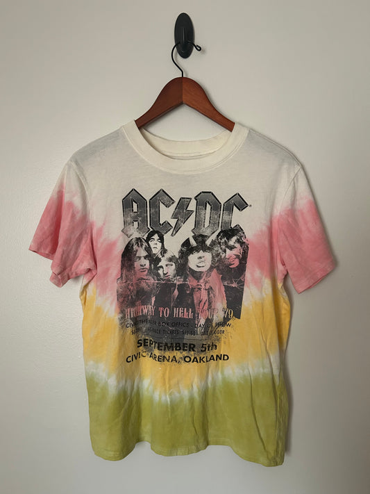 AC/DC HIghway to Hell Tour '79 Civic Arena, Oakland Tie-dye T-Shirt - XS